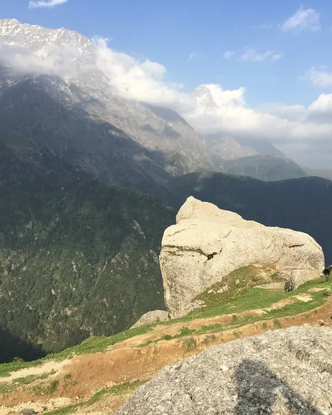 Dhauladhar peaks above the Triund trail near Dharamshala